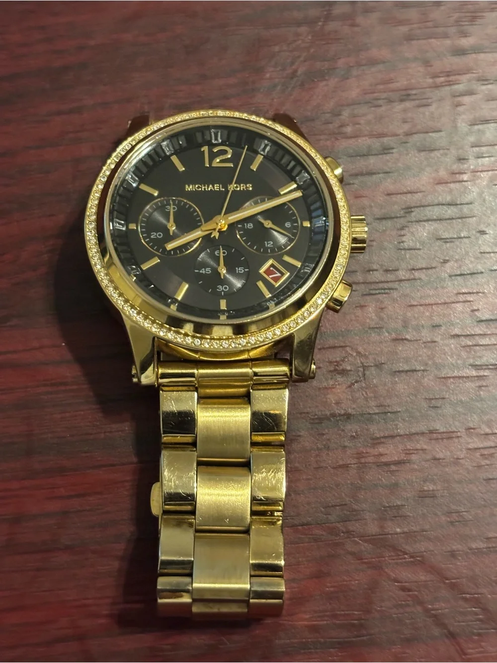 Michael Kors Gold and Black Chronograph Watch. MK6063